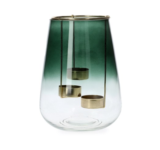 Homla - ΣΗΜΑΝΤΙΚΟ: Σε περίπτωση διαφοράς τιμής από το κατάστημα ισχύει παντα και μόνο η τιμή του καταστήματος Κηροπήγιο Γυάλινο Πράσινο 15x20εκ. Galia Homla 208340 (